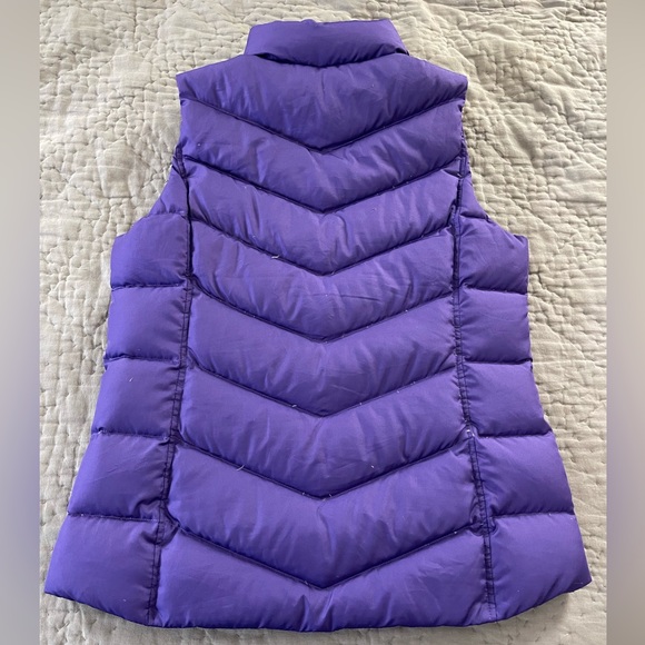 Lands’ End down puffer vest purple zippered with pockets thick warm small 6-8 - Picture 7 of 9